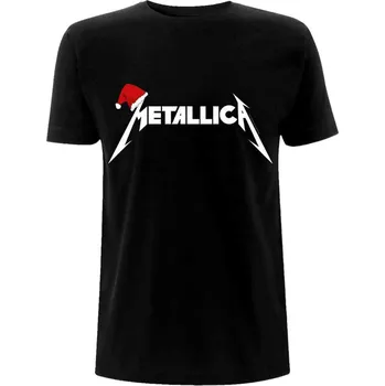 Metallica Santa Hat Logo Black S Tričko