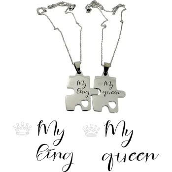 Náhrdelník Náhrdelníky puzzle pro dva - text my king my queen
