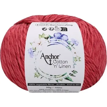 Příze Anchor Cotton 'n' Linen 00017 Raspberry Háčkovací příze