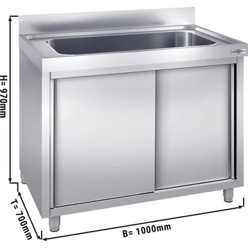 Kuchyňská skříňka G.Gastro Dřezová skříňka - 1,0 m - 1 dřez - D 80 x Š 50 x H 35 cm