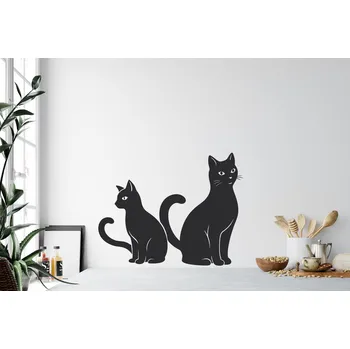 Samolepící dekorace Lepy.cz Samolepka na zeď Kočky Velikost (šířka x výška): 30x23cm, Barevná varianta: Nugátová hnědá