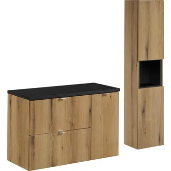 Nábytek Koupelnová sestava Nova Oak 90 cm se skříňkami dub coast evoke/černá