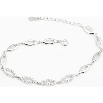 Náramek Dámský stříbrný náramek s čirými zirkony 63976F 17-20 cm