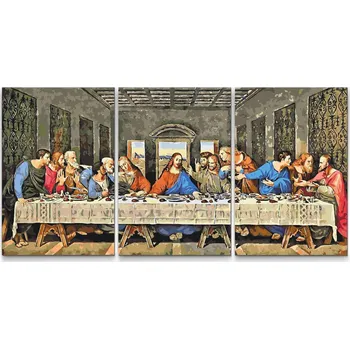 Painting Queens Painting Queens Malování podle čísel - Poslední večeře (sada 3 ks), 80 × 120 cm, bez rámu