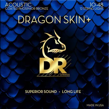 Struna pro kytaru a smyčcový nástroj DR Strings Dragon Skin+ Coated Phosphor Bronze 12-String Light 10-48 Struny pro akustickou kytaru
