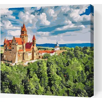 Painting Queens Painting Queens, Malování podle čísel, Hrad Bouzov 2, 50 × 50 cm, vypnuté plátno na rám