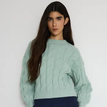 Dámský svetr Reserved - Svetr s vázáním na zádech - bledá zelená - 544EN-07X - 544EN-07X-M