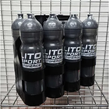 Láhev Sportovní láhve na pití 1l 8ks + nosič šedá/černá