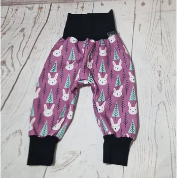 Dívčí kalhoty Yháček Softshellové kalhoty Yháček, jarní, Zajíčci na fialové Velikost: 92