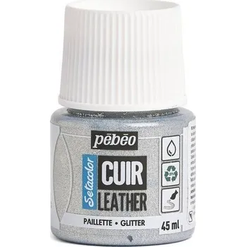 Výtvarná barva Pébéo Setacolor Barva na kůži 36 Glitter Silver 45 ml 1 ks