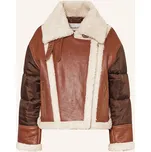 Ba&Sh Dámská Kožená Bunda Explora S Umělou Kožešinou, tmavě...