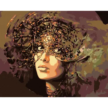 zuty Malování podle čísel - Tajemná žena, 50x40 cm, bez rámu a bez vypnutí plátna