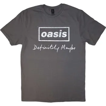 Pánské tričko Oasis Tričko Definitely Maybe Distressed Text Logo Unisex Charcoal Grey 2XL