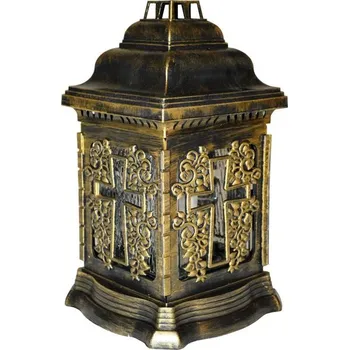 Svíčka svíčka LAMPA hřbit.100g, LA207-ZLATÝ KŘÍŽ 26cm, sklo/plast