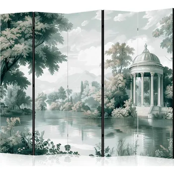 Paraván Paraván - Pohled na park a jezero - Retro Vintage Krajina v Greens Velikost: 225x172 cm, Provedení: Jednostranný