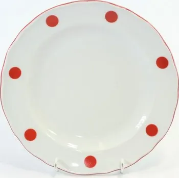 Talíř talíř d24cm mělký ČERVENÝ PUNTÍK, čes.porcelán