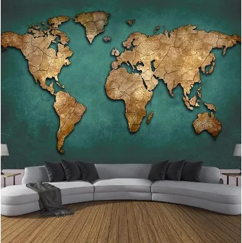 Tapeta Solution Media 3D tapeta - Mapa světa MU3337 2 - Voděodolná hedvábná tkanina - Textilní tapeta lesklá - 200g/m2