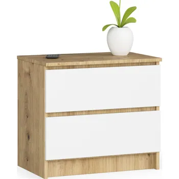 Noční stolek Noční stolek K60 2SZ - dub artisan/bílá