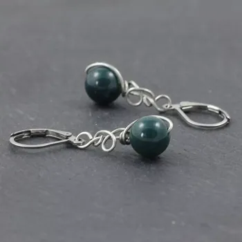 Náušnice Zelený achát mechový – model náušnic Zrození