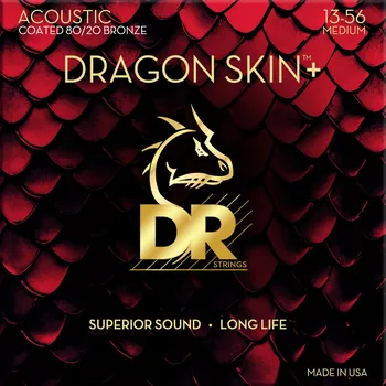 Struna pro kytaru a smyčcový nástroj DR Strings Dragon Skin+ Coated 80/20 Medium 13-56 Struny pro akustickou kytaru