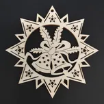 AMADEA Dřevěná ozdoba hvězda se zvonky 20 cm