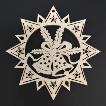 Vánoční dekorace AMADEA Dřevěná ozdoba hvězda se zvonky 20 cm