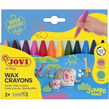 Výtvarná barva Jovi Jumbo Easy Grip Case Triangular Wax Crayons Voskovky Náhodná barva 12 ks