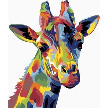 zuty Malování podle čísel - Barevná žirafa, 40x50 cm, vypnuté plátno na rám