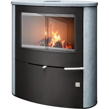 Krbová kamna ABX Kamna krbová Omaha, mastek, černý plech, 7kW