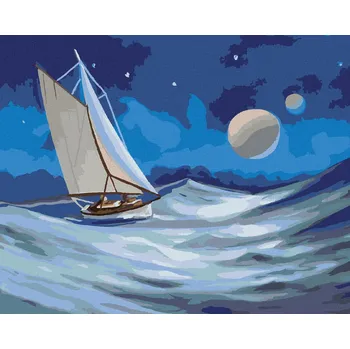 zuty Zuty - Malování Podle Čísel - Plachetnice Za Úplňku (D. Rusty Rust), 80X100 Cm, Plátno