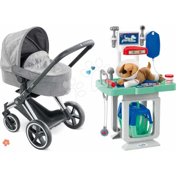 Kočárek Set kočárek skládací a zvěrolékařský vozík Cybex Landau 3v1 Priam Corolle s plyšovým pejskem infuzí a 15 doplňky