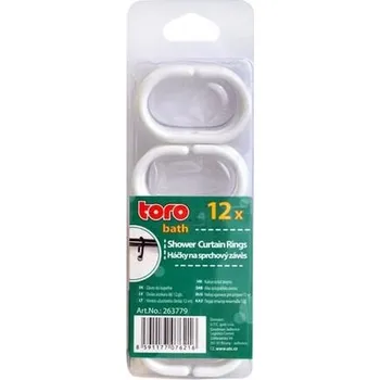 Věšák Toro Plastové náhradní háčky na sprchový závěs 12ks 263779