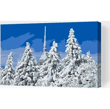 Painting Queens Painting Queens, Malování podle čísel, Zasněžený Ještěd, 40 × 60 cm, vypnuté plátno na rám