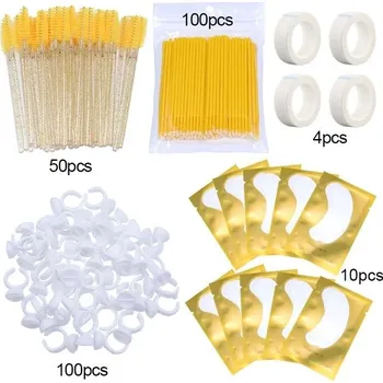 Sada nástrojů pro prodlužování řas | kosmetické potřeby 264 ks - Zlato