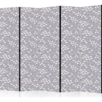 Paraván Paraván - Podvodní hejno malých rybek - Drobné světle béžové rybičky proti mořským hlubinám v šedých odstínech Velikost: 225x172 cm, Provedení: Jednostranný