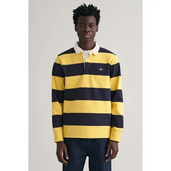 Pánské oblečení POLOKOŠILE GANT REG SHIELD BARSTRIPE HEAVY RUGGER PARCHMENT YELLOW