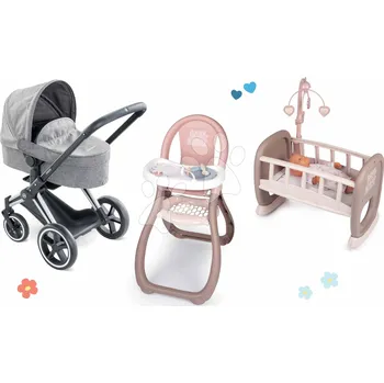 Kočárek Set kočárek s jídelní židlí Cybex Landau 3v1 Priam Corolle a kolébkou s kolotočem pro panenku