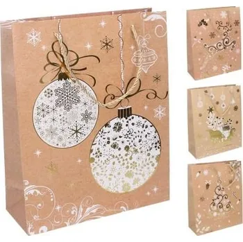 Dárková taška Dárková taška Vánoce, natur pozadí, velikost L 30x41.5x12cm (zn. WIKY)