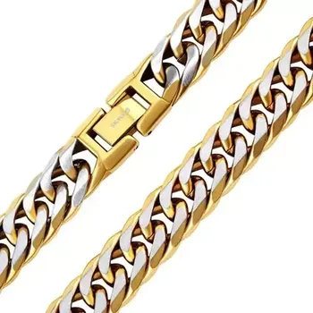 Náramek Pozlacený masivní náramek Curb 11 mm z chirurgické oceli varianta 23 cm KMM282457BGP-23 cm