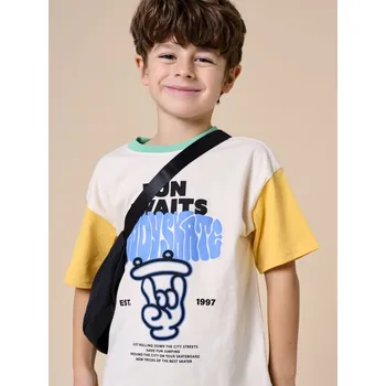 Sinsay - Tričko s potiskem - krémová - 194DX-01X - 194DX-01X-98