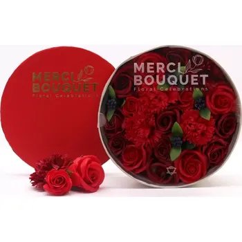 Mýdlo Velký dárkový box – mýdlové květy červené růže a karafiáty