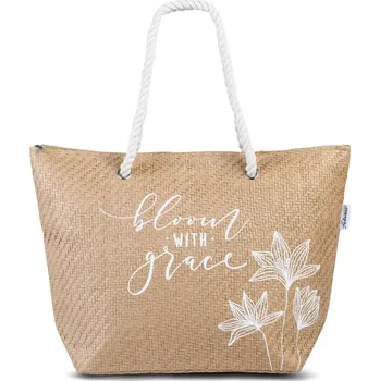 Plážová taška Plážová taška z papírového lýka Fabrizio Summer 55213 hnědá s letním potiskem – stylový a lehký letní doplněk | Cooltovka.cz