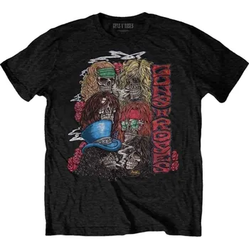 Pánské tričko Guns N' Roses Stacked Skulls Black 2XL Tričko
