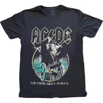 Pánské tričko AC/DC Tričko For Those About To Rock Yellow Outlines Unisex Black 2XL