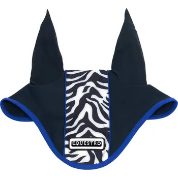 Koňská maska proti hmyzu Equestro Čabraka na uši se vrozem ZEBRA, Full