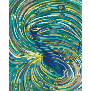 zuty Malování podle čísel - Barevný páv, 40x50 cm, bez rámu a bez vypnutí plátna