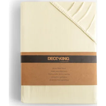 Bavlněné jersey prostěradlo s gumou DecoKing Amber krémové, velikost 160-180x200+30