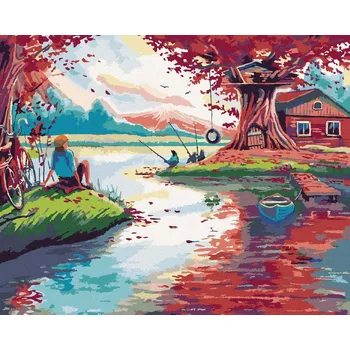 zuty Malování podle čísel - Červený les, 40x50 cm, bez rámu a bez vypnutí plátna