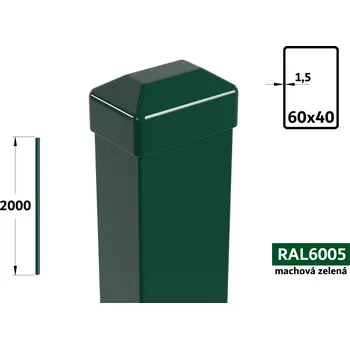 Plotový sloupek Plotový sloupek 200 cm, 60×40×1,5 mm, mechová zelená