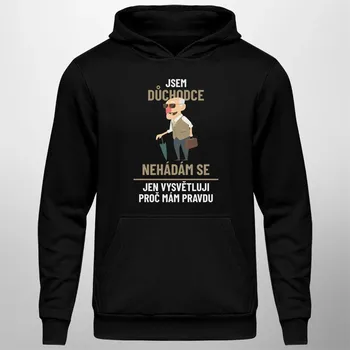 Žertovný předmět Jsem důchodce - nehádám se - pánská mikina s potiskem